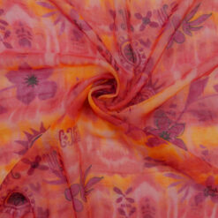 SALE Textured Sheer Tropical Print 5849 Berry, by the yard