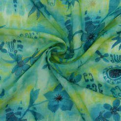 SALE Textured Sheer Tropical Print 5869 Lagoon, by the yard