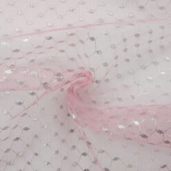 SALE Silver Metallic Stretch Netting Fabric 5872 Ballet Pink, by the yard
