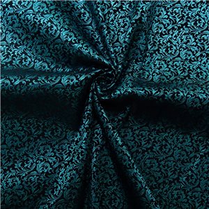 30" Silk Brocade Fabric Trellis 60 Peacock/Black 15 yard bolt