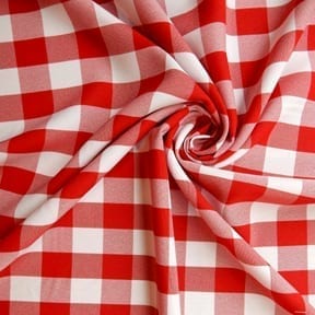 Wholesale Check Poplin Tablecloth Fabric Red-White 1,000 yard case