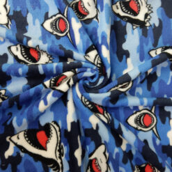 SALE Printed Whisper Fleece Fabric Shark Blue, by the yard