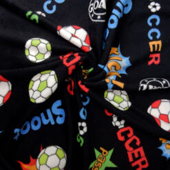 SALE Printed Whisper Fleece Fabric Soccer Black, by the yard