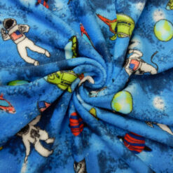 SALE Printed Whisper Fleece Fabric Space Blue, by the yard