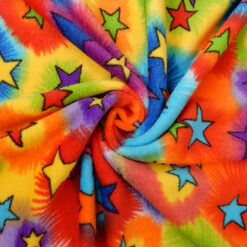 SALE Printed Whisper Fleece Fabric Stars Multi, by the yard