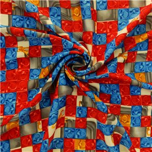 1-Yard Sample Cut - Silky Novelty Print Fabric XS882 Multi