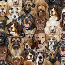 Timeless Treasures Fabric Dogs Portrait Michael CD2947 Natural 15 yard bolt