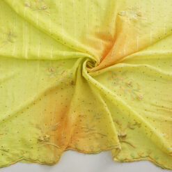 SALE Hologram & Embroidered Border Chiffon Fabric 6570 Kiwi, by the yard