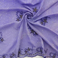 SALE Hologram & Embroidered Border Chiffon Fabric 6583 Orchid, by the yard