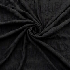 SALE Textured 2-Ply Embroidered Knit Fabric 6590 Black, by the yard