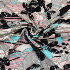 SALE Floral Printed Stretch Mesh Fabric 6619 Turquoise, by the yard