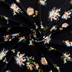 SALE Floral Stretch ITY Print Fabric 6623 Black, by the yard
