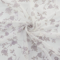 SALE Flocked & Metallic Stretch Mesh Fabric 6639 White, by the yard