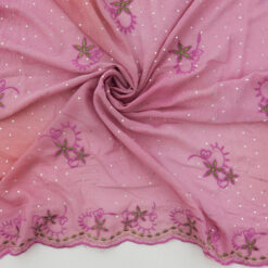 SALE Hologram & Embroidered Border Chiffon Fabric 6711 Orchid, by the yard