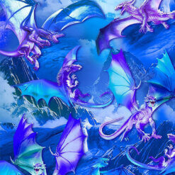 Timeless Treasures Fabric Fantasy Dragons Michael-CD3072 Blue 15 yard bolt