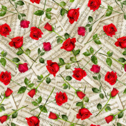 Timeless Treasures Fabric Roses On Music Sheets Music-CM3240 Beige 15 yard bolt