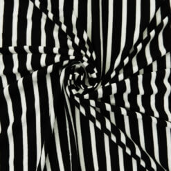 SALE Railroad Stripe Stretch DTY Fabric 6767 Black/Ivory, by the yard