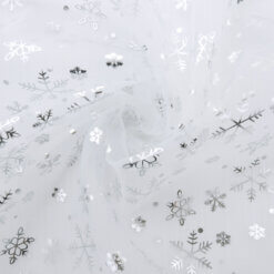 Wholesale Metallic Snowflake Organza Fabric White/Silver 25 yard bolt