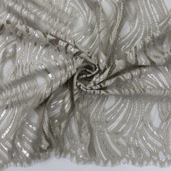 SALE Chantilly Metallic Lace Fabric Sandstone-Silver 6900, 3 Yard Pre-Cut