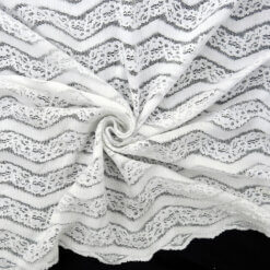 SALE Embroidered Luxe Stretch Lace Fabric White 6823, by the yard