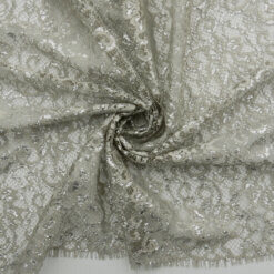 SALE Metallic Chantilly Lace Fabric Antique Silver-Silver 6838, 3 Yard Pre-Cut