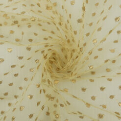 SALE Embroidered Metallic Dots on Stiff Netting Fabric Gold 6873, by the yard