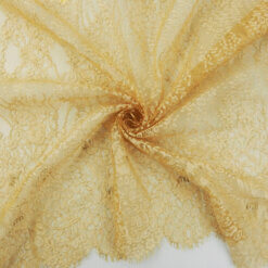 5.25-Yard Piece SALE Metallic Chantilly Lace Fabric Beige-Gold 6879