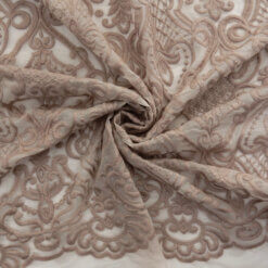 SALE Heavy Damask Embroidery Over Sheer Fabric Blush 6889, by the yard