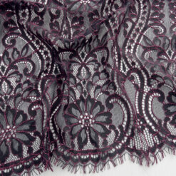 1.5 Yard Piece SALE Embroidered Tulle Lace Fabric 6898 Berry-Navy