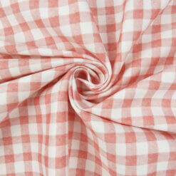 SALE Stretch Check Cotton Twill Fabric 5010 Coral-White, by the yard