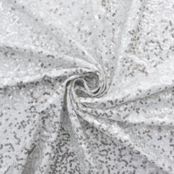 SALE Mini Sequin On Stretch Spandex Fabric 5125 Silver-White, by the yard