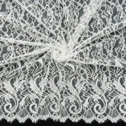 2.25 Yard Piece Embroidered Stretch Chantilly Lace Fabric Light Ivory 6850