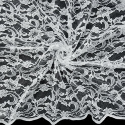 SALE Stretch Lace Fabric with Scalloped Edge White 6890, by the yard