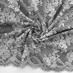 SALE Italian Stretch Floral Knit Fabric 6934 Gray, by the yard