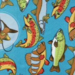 Fleece Print Fabric Lets Fish Aqua 20 yard bolt