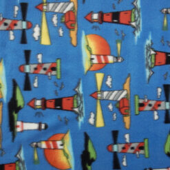 Fleece Print Fabric Lighthouse Blue 20 yard bolt