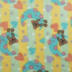 Fleece Print Fabric Stars Moon Hearts Yellow, by the yard