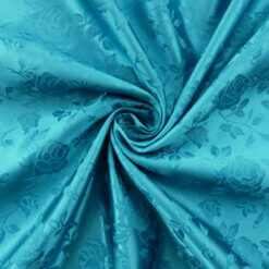 Wholesale Floral Satin Jacquard Fabric Turquoise 65 yard roll