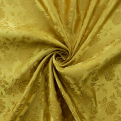 Wholesale Floral Satin Jacquard Fabric Gold 65 yard roll