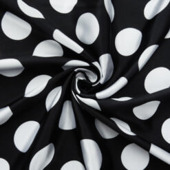 Wholesale Polka Dot Charmeuse Satin Fabric Black-White 90 yard roll