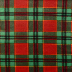 Fleece Print Fabric Castle Christmas Plaid Red-Green, by the yard