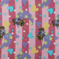 Fleece Print Fabric Stars Moon Hearts Pink, by the yard