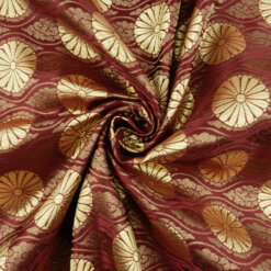 60" Chinese Brocade Fabric Lotus Wine, By the yard