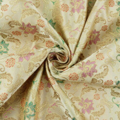 60" Chinese Brocade Fabric Mandarin Cream 35 yard bolt