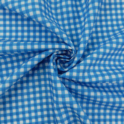1 Yard SALE Gingham Printed Poplin Fabric SC375 Blue-White