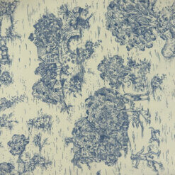 1 Yard SALE Toile Printed Cotton Twill Fabric SC378 Blue