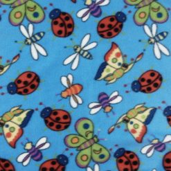Fleece Print Fabric Ladybug Blue 20 yard bolt