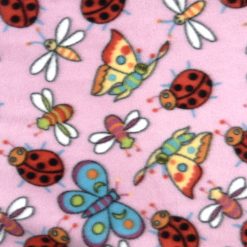 Fleece Print Fabric Ladybug Pink, by the yard