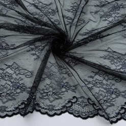 SALE Embroidered Floral Tulle Lace Fabric 6794 Black-Lilac, by the yard