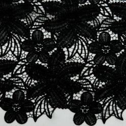 SALE Floral Venice Lace Guipure Fabric Black 6834, by the yard